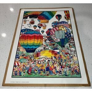 John Holladay Art - Hot Air Ballooning ... Vintage 1986 Print Art 18”in X 24”in